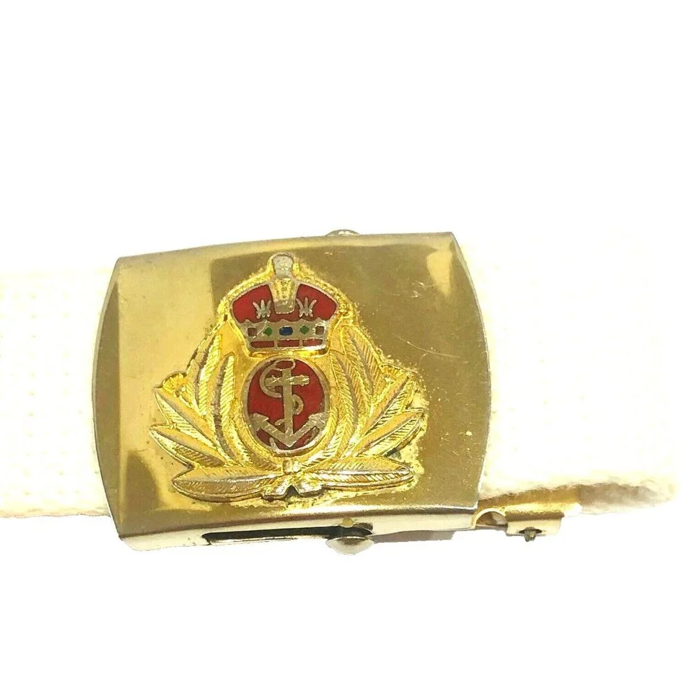 Brass Belt Buckle Crown Anchor USA Men's Nautical Boating Navy VTG Skippers FLA‎